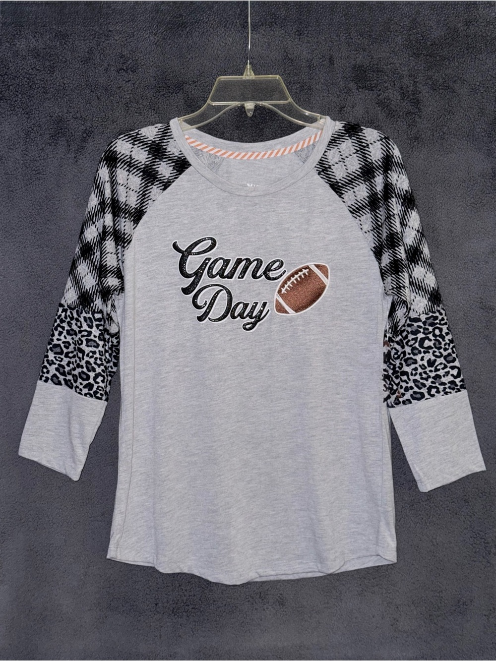 NWT Magical Season Heather Gray 'Game Day' Raglan Long Sleeve Tee Size Small